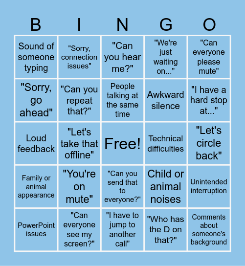 Conference Call Bingo Card