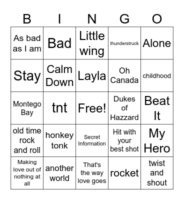 Roads Favorites summer 2024 Bingo Card