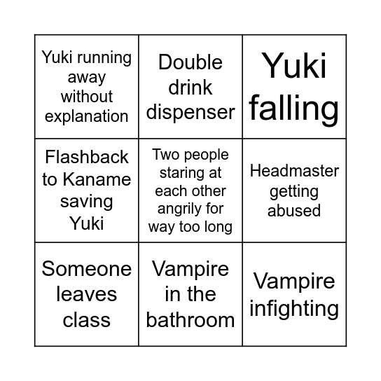 Vampire knight bingo Card