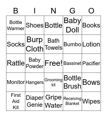 Adam & Elise's Baby Shower Bingo Card