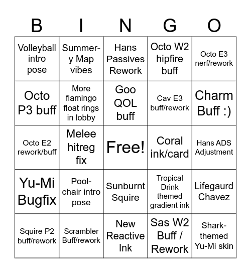 Walliam's Deceive Inc Summer Hopes Bingo Card