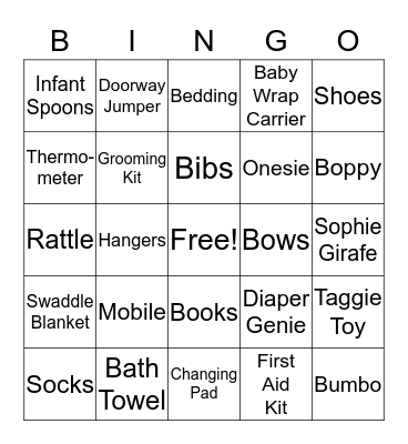 Adam & Elise's Baby Shower Bingo Card