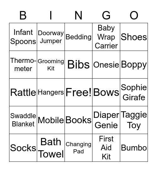 Adam & Elise's Baby Shower Bingo Card