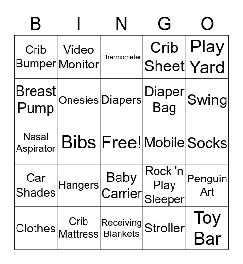 Gift Bingo Card