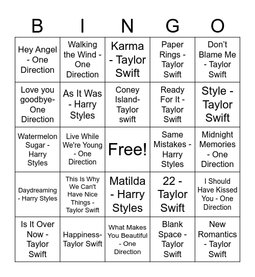 STYLES DISCO BINGO Card