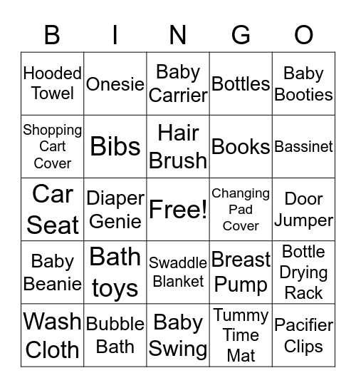 Adam & Elise's Baby Shower Bingo Card