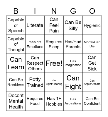 Very Easy Bingo Card
