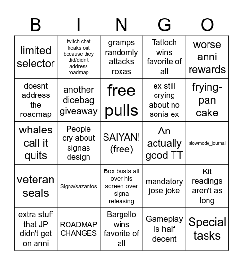 TT bingo Card