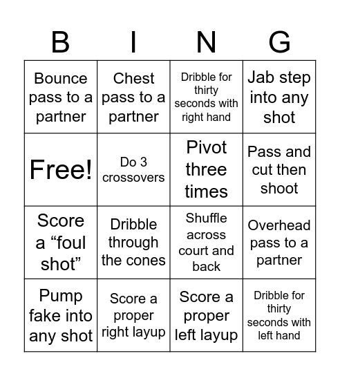 basketball bingo Card