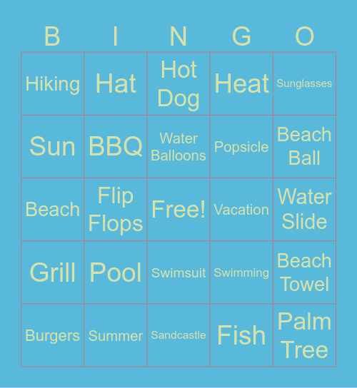 Summer Bingo Card