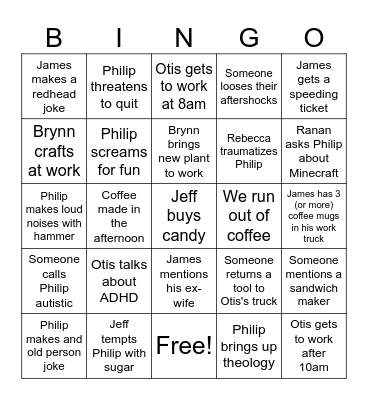 Mechamatic Bingo Card