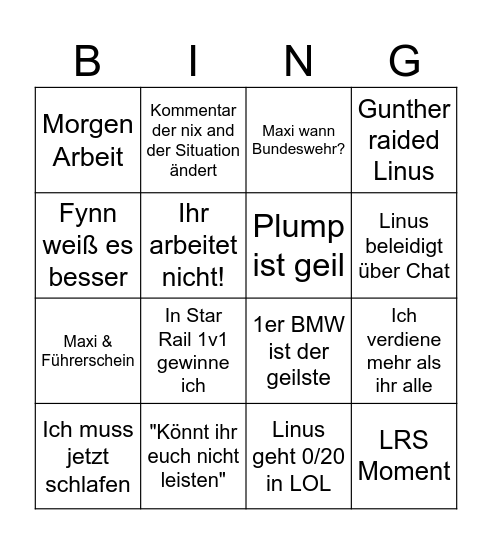 Knischka Bingo Card