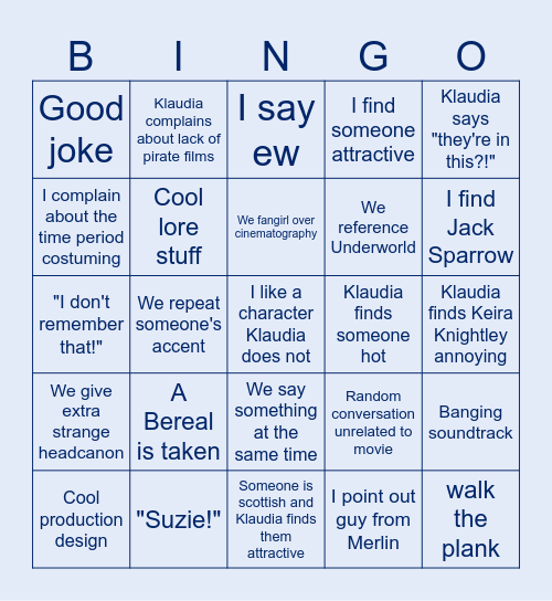 POTC Bingo Card Bingo Card