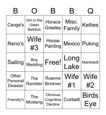 Bobby Bingo Card