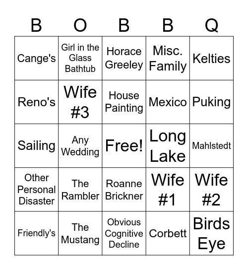 Bobby Bingo Card
