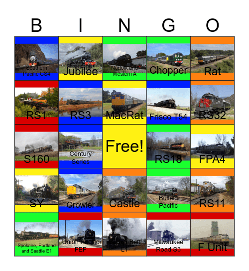 Epic Train Journeys Bingo Card