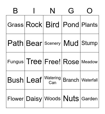 Nature Bingo Card