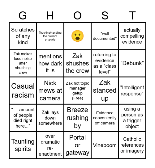 GOAT Adventures Bingo Card