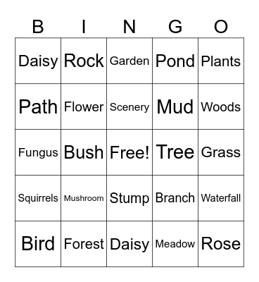 Nature Bingo Card