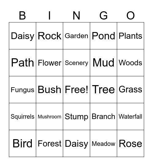 Nature Bingo Card