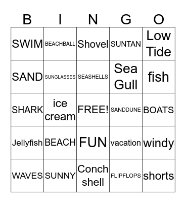 BEACH PARTY BINGO Card