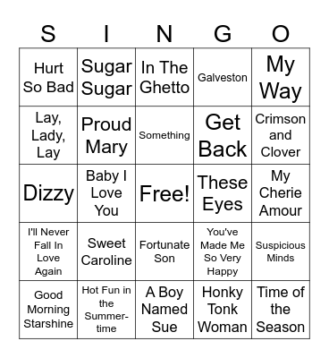 Singo- 1969 Bingo Card
