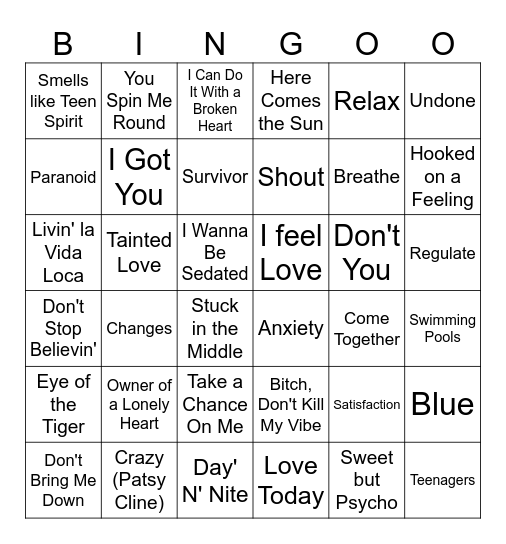 WHERE IS MY MIND 2 Bingo Card