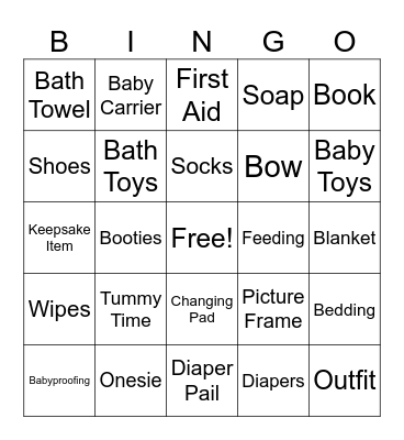 Baby Bingo Card
