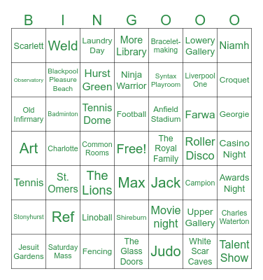 Stonyhurst Bingo! Bingo Card