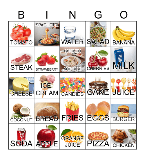 FOOD AND DRINKS Bingo Card