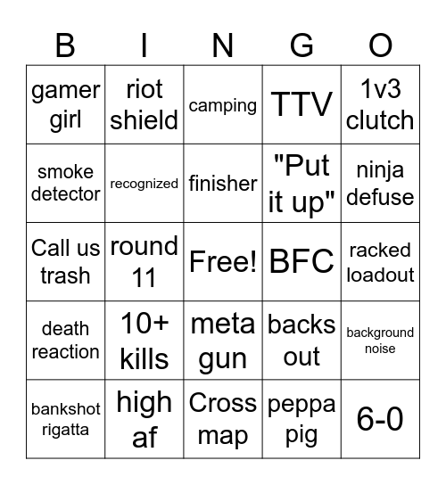 mw3 snd bingo Card