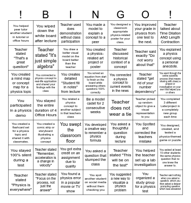 Fizx Bingo Card