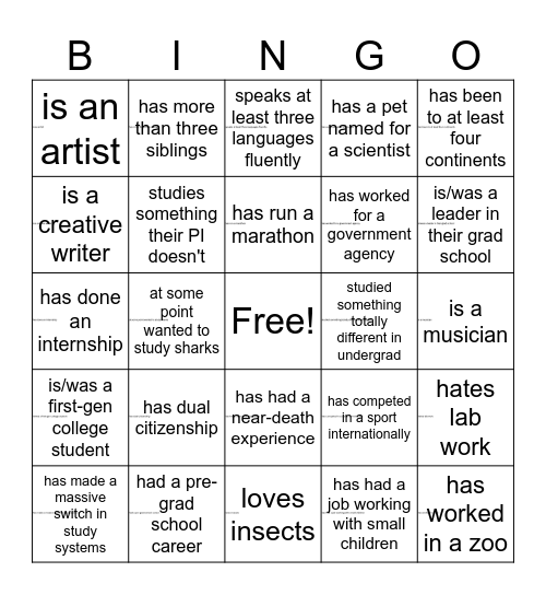 Networking Bingo! Find someone who... Bingo Card