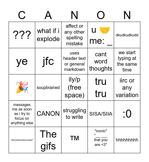 Space bingo Card