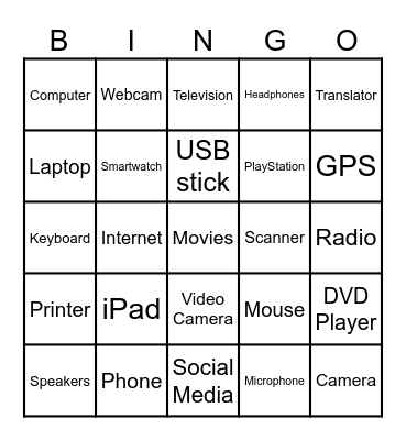 Technology Bingo Card