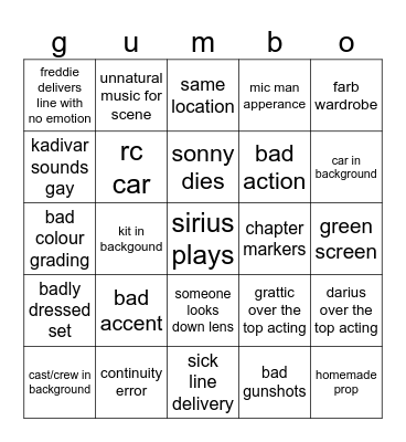 Project bell bingo Card