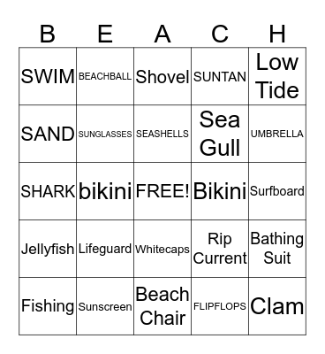 BEACH PARTY BINGO Card