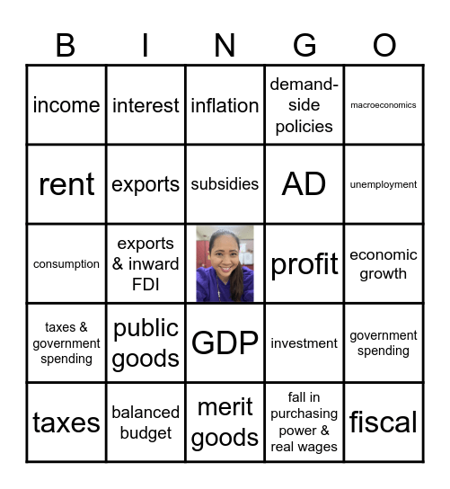 G10 Economics - Chapters 4.1 to 4.3 Bingo Card