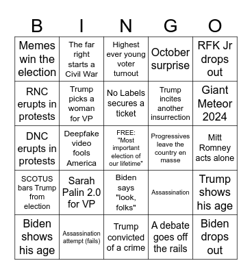 ELECTION YEAR 2024 BINGO Card
