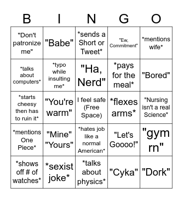 Jake Bingo Card