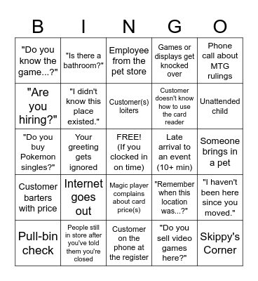 The Den's Bingo Card