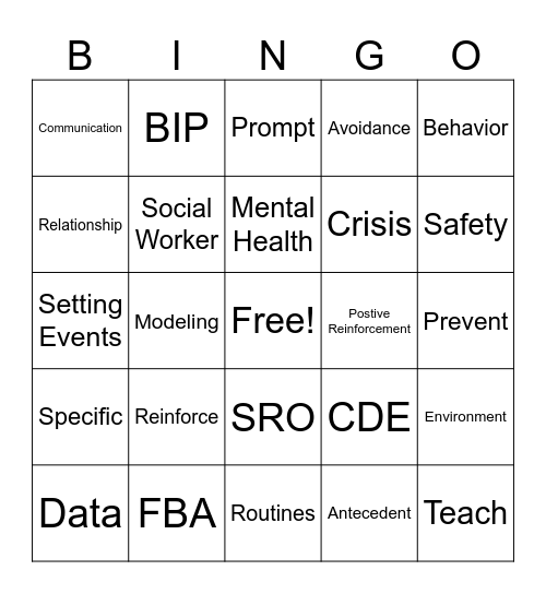 FBA BIP BINGO Card