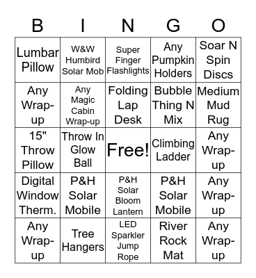 PLOW AND HEARTH Bingo Card