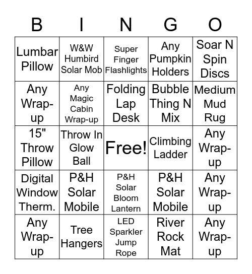 PLOW AND HEARTH Bingo Card