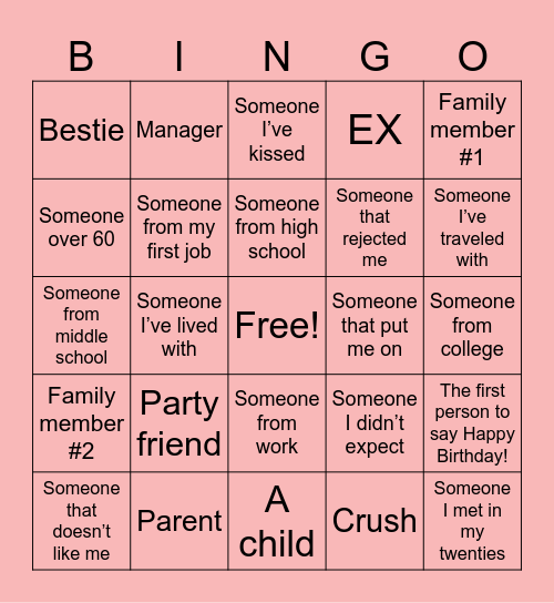 Birthday BINGO🎂 Bingo Card