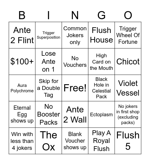 Balatro Bingo Card
