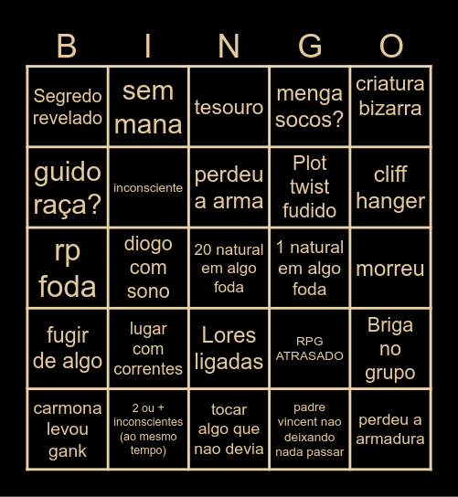 RPG Bingo Card