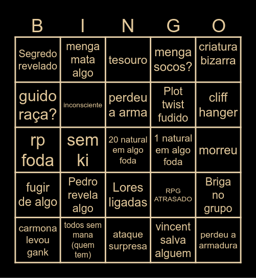 RPG Bingo Card