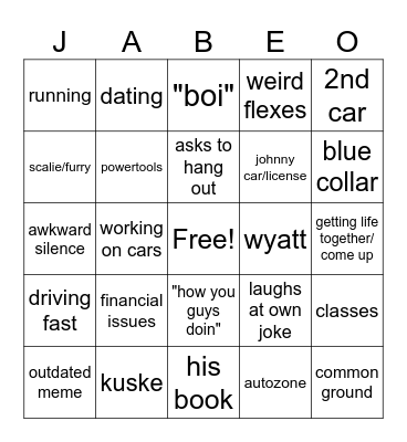JAbe Bingo Card
