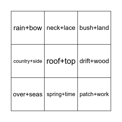 Compound words Bingo Card